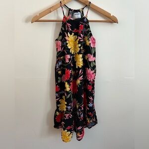 Old Navy Girls Floral Midi Dress | Size S (6–7) | Black Pink Yellow Sleeveless